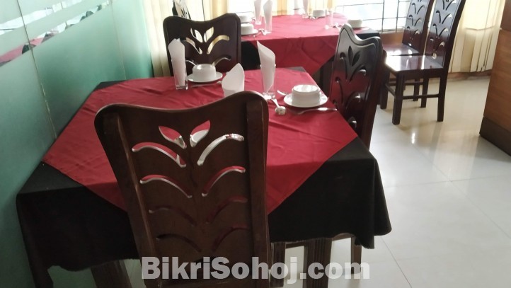 Table and Chair with 2 piece table cloth(Black and Maroon)